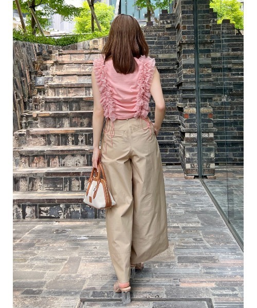 SNIDEL(スナイデル)の「Sustainableノースリカットソー(Tシャツ/カットソー・レディース・ピンクベージュ/ネイビー/ホワイト・F)」の19枚目の写真