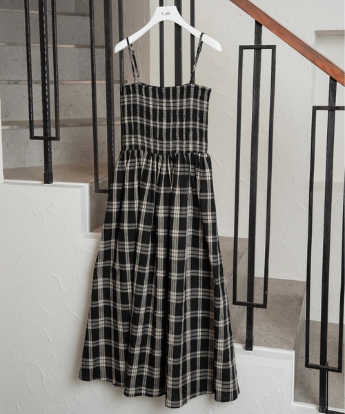I_am（アイアム）の「check cami dress / チェックキャミドレス