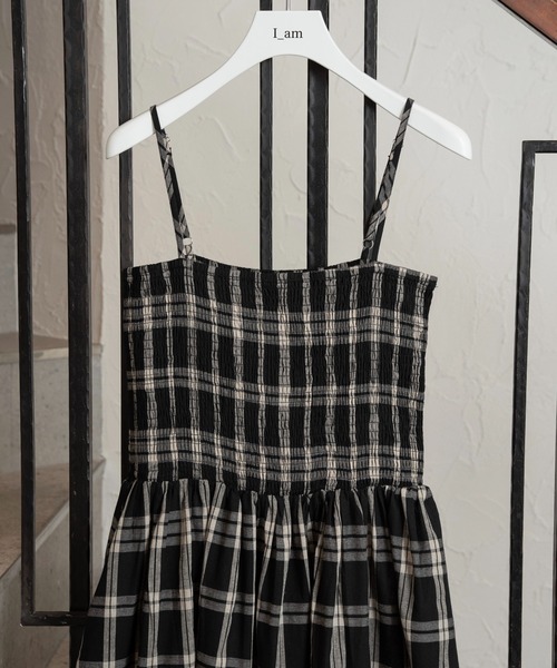 I_am（アイアム）の「check cami dress / チェックキャミドレス