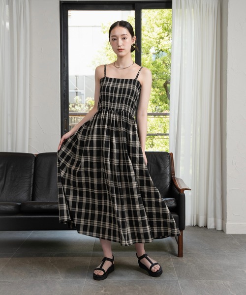 I_am（アイアム）の「check cami dress / チェックキャミドレス