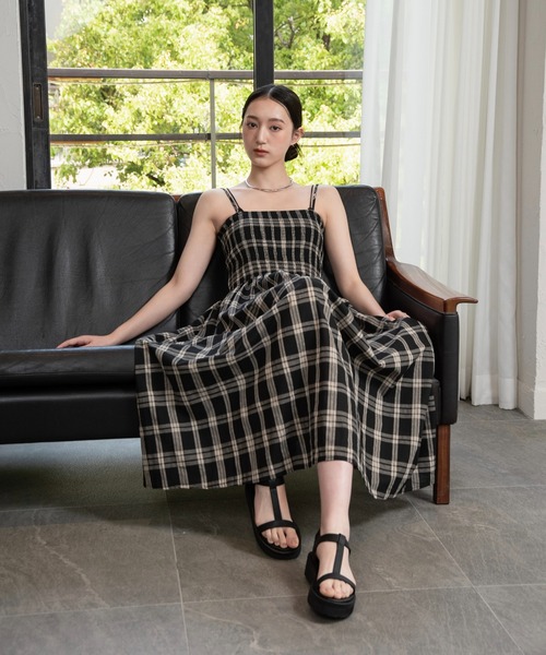 I_am（アイアム）の「check cami dress / チェックキャミドレス