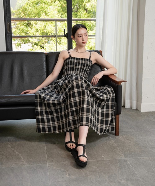 I_am（アイアム）の「check cami dress / チェックキャミドレス