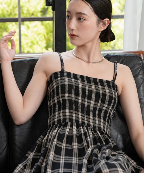 I_am（アイアム）の「check cami dress / チェックキャミドレス