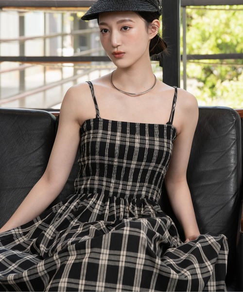 I_am（アイアム）の「check cami dress / チェックキャミドレス