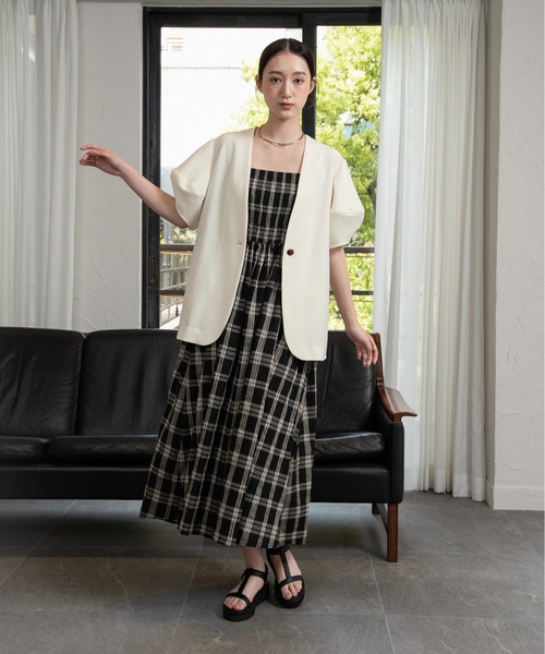 I_am（アイアム）の「check cami dress / チェックキャミドレス
