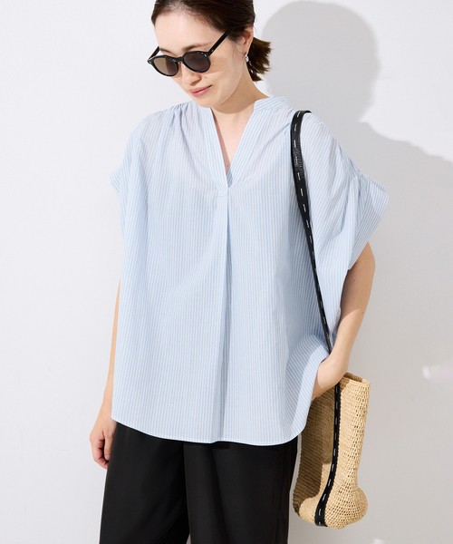 美品♡IENA コットンボイルギャザーブラウス白