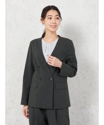 【ウォッシャブル】ダブルジャケット リネンライクストレッチ UVカット SOFFICE