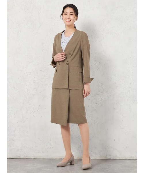 HARUYAMA(ハルヤマ)の「【ウォッシャブル】ダブルジャケット リネンライクストレッチ UVカット SOFFICE(テーラードジャケット・レディース・ブラウン/チャコールグレー・11号/9号/7号/13号)」の13枚目の写真