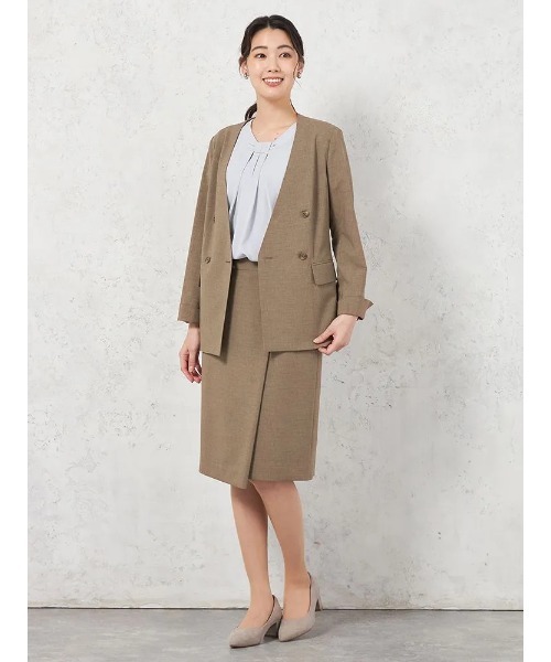 HARUYAMA(ハルヤマ)の「【ウォッシャブル】ダブルジャケット リネンライクストレッチ UVカット SOFFICE(テーラードジャケット・レディース・ブラウン/チャコールグレー・11号/9号/7号/13号)」の12枚目の写真