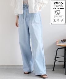 cepo | 暑い夏を乗りきる、快適デニム〈接触冷感 / UVカット〉ICE リネンデニムイージーパンツ(デニムパンツ)