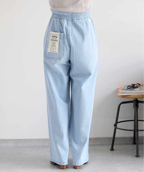 cepo(セポ)の「暑い夏を乗りきる、快適デニム〈接触冷感 / UVカット〉ICE リネンデニムイージーパンツ(デニムパンツ・レディース・ブルー系3/ブルー系2・S/M/L)」の12枚目の写真