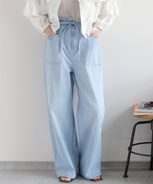 cepo(セポ)の「暑い夏を乗りきる、快適デニム〈接触冷感 / UVカット〉ICE リネンデニムイージーパンツ(デニムパンツ・レディース・ブルー系3/ブルー系2・S/M/L)」の4枚目の写真