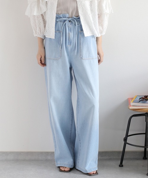 cepo(セポ)の「暑い夏を乗りきる、快適デニム〈接触冷感 / UVカット〉ICE リネンデニムイージーパンツ(デニムパンツ・レディース・ブルー系3/ブルー系2・S/M/L)」の5枚目の写真