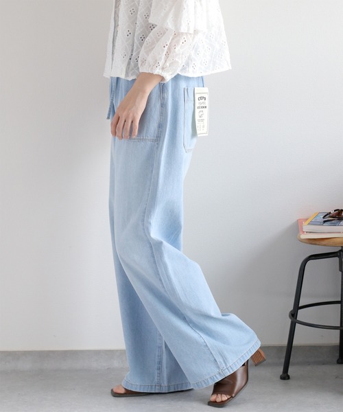 cepo(セポ)の「暑い夏を乗りきる、快適デニム〈接触冷感 / UVカット〉ICE リネンデニムイージーパンツ(デニムパンツ・レディース・ブルー系3/ブルー系2・S/M/L)」の6枚目の写真