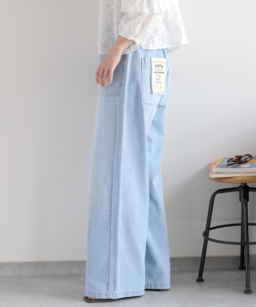 cepo(セポ)の「暑い夏を乗りきる、快適デニム〈接触冷感 / UVカット〉ICE リネンデニムイージーパンツ(デニムパンツ・レディース・ブルー系3/ブルー系2・S/M/L)」の7枚目の写真