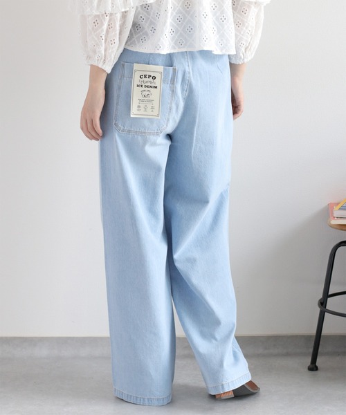 cepo(セポ)の「暑い夏を乗りきる、快適デニム〈接触冷感 / UVカット〉ICE リネンデニムイージーパンツ(デニムパンツ・レディース・ブルー系3/ブルー系2・S/M/L)」の8枚目の写真