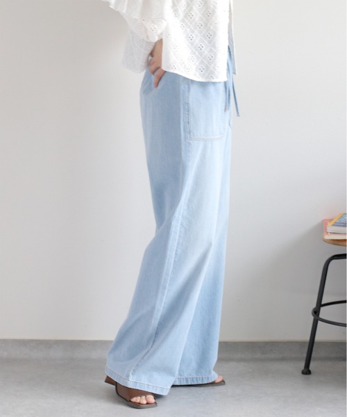 cepo(セポ)の「暑い夏を乗りきる、快適デニム〈接触冷感 / UVカット〉ICE リネンデニムイージーパンツ(デニムパンツ・レディース・ブルー系3/ブルー系2・S/M/L)」の9枚目の写真