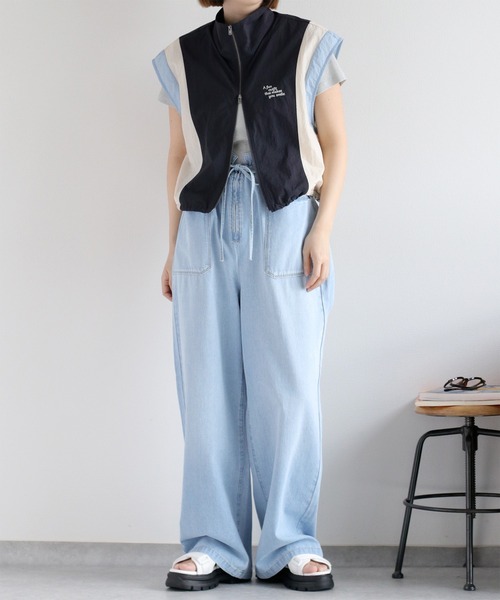 cepo(セポ)の「暑い夏を乗りきる、快適デニム〈接触冷感 / UVカット〉ICE リネンデニムイージーパンツ(デニムパンツ・レディース・ブルー系3/ブルー系2・S/M/L)」の3枚目の写真