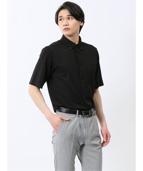 TAKA-Q(タカキュー)の「シャツ メンズ 半袖 ストレッチ 接触冷感 ボタンダウン (シャツ/ブラウス・メンズ・ベージュ/グレー/ブラック・MEDIUM/LARGE/X-LARGE)」の12枚目の写真