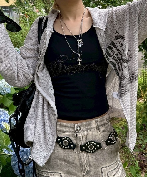 XU（エックスユー）の「【XU】rhinestone sleeveless