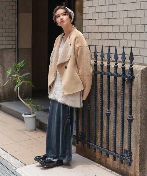 titivate(ティティベイト)の「フェイクムートンノーカラージャケット(ノーカラージャケット・レディース・ダークブラウン/ブラウン/ライトベージュ・L/M)」の19枚目の写真