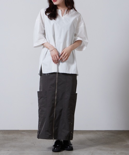 superNova.(スーパーノヴァ)の「superNova./スーパーノヴァTunic Shirts Powder Snow Oxford 半袖シャツ 夏服(Tシャツ/カットソー・メンズ・ブラック/ホワイト・M/S/XS)」の12枚目の写真