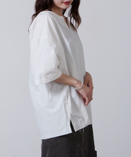 superNova.(スーパーノヴァ)の「superNova./スーパーノヴァTunic Shirts Powder Snow Oxford 半袖シャツ 夏服(Tシャツ/カットソー・メンズ・ブラック/ホワイト・M/S/XS)」の10枚目の写真