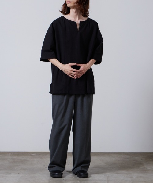 superNova.(スーパーノヴァ)の「superNova./スーパーノヴァTunic Shirts Powder Snow Oxford 半袖シャツ 夏服(Tシャツ/カットソー・メンズ・ブラック/ホワイト・M/S/XS)」の8枚目の写真