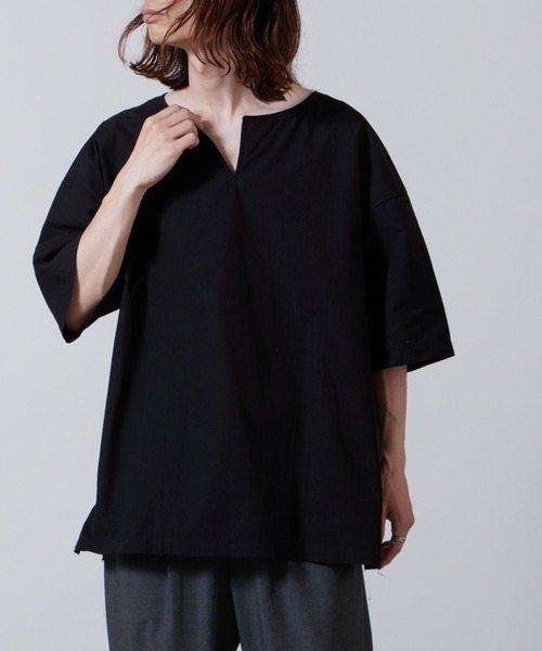 superNova.(スーパーノヴァ)の「superNova./スーパーノヴァTunic Shirts Powder Snow Oxford 半袖シャツ 夏服(Tシャツ/カットソー・メンズ・ブラック/ホワイト・M/S/XS)」の5枚目の写真
