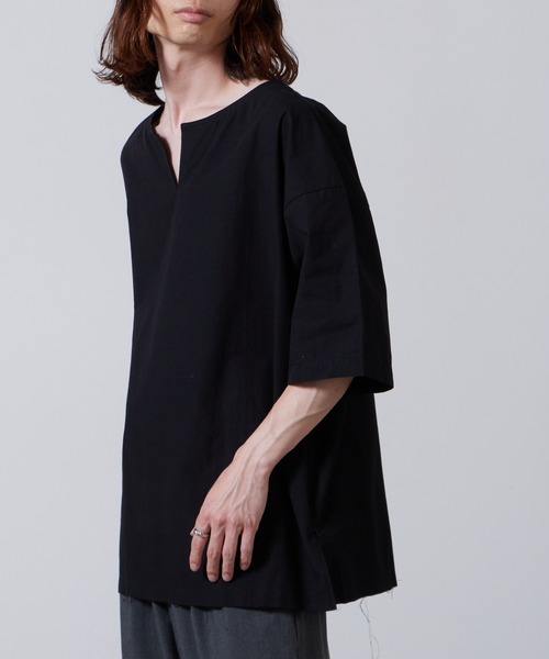 superNova.(スーパーノヴァ)の「superNova./スーパーノヴァTunic Shirts Powder Snow Oxford 半袖シャツ 夏服(Tシャツ/カットソー・メンズ・ブラック/ホワイト・M/S/XS)」の6枚目の写真