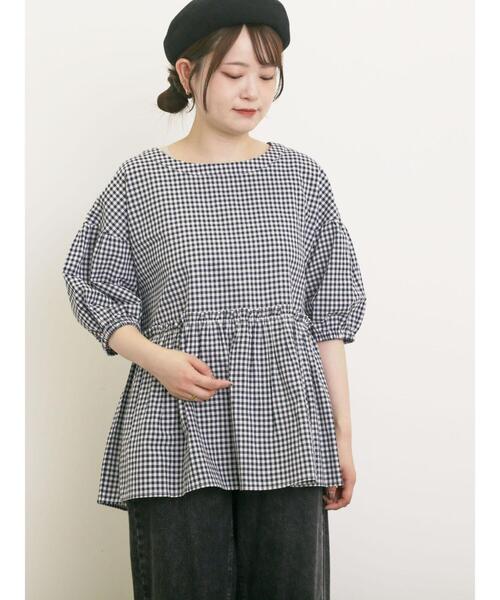 Samansa Mos2（サマンサ モスモス）の「◎フリルギャザーブラウス（シャツ/ブラウス・レディース・ネイビー/ブラック/レッド/キナリ・F）」の3枚目の写真