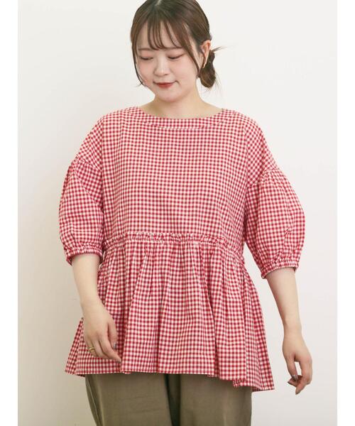 Samansa Mos2（サマンサ モスモス）の「◎フリルギャザーブラウス（シャツ/ブラウス・レディース・ネイビー/ブラック/レッド/キナリ・F）」の4枚目の写真