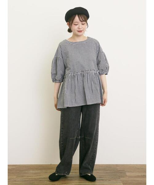 Samansa Mos2（サマンサ モスモス）の「◎フリルギャザーブラウス（シャツ/ブラウス・レディース・ネイビー/ブラック/レッド/キナリ・F）」の5枚目の写真