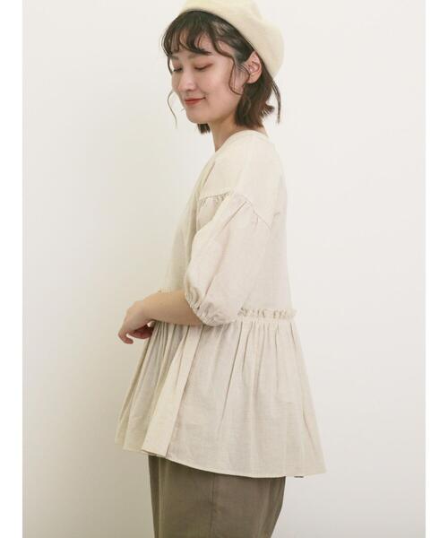 Samansa Mos2（サマンサ モスモス）の「◎フリルギャザーブラウス（シャツ/ブラウス・レディース・ネイビー/ブラック/レッド/キナリ・F）」の13枚目の写真