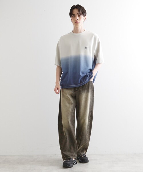 tk.TAKEO KIKUCHI(ティーケータケオキクチ)の「グラデーションダイ5分袖カットソー(Tシャツ/カットソー・メンズ・チャコールグレー/ライトグレー/ネイビー・02/03)」の6枚目の写真