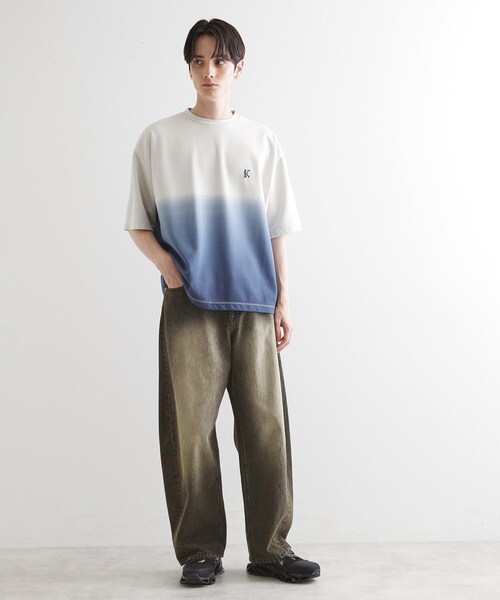 tk.TAKEO KIKUCHI(ティーケータケオキクチ)の「グラデーションダイ5分袖カットソー(Tシャツ/カットソー・メンズ・チャコールグレー/ライトグレー/ネイビー・02/03)」の7枚目の写真