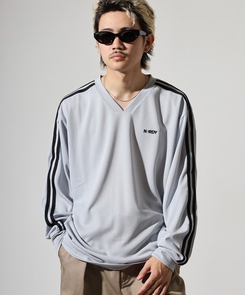 NERDY(ノルディ)の「NYメッシュウォームアップ(Tシャツ/カットソー・メンズ・グレー/ホワイト/ブラック・M/S/L)」の9枚目の写真