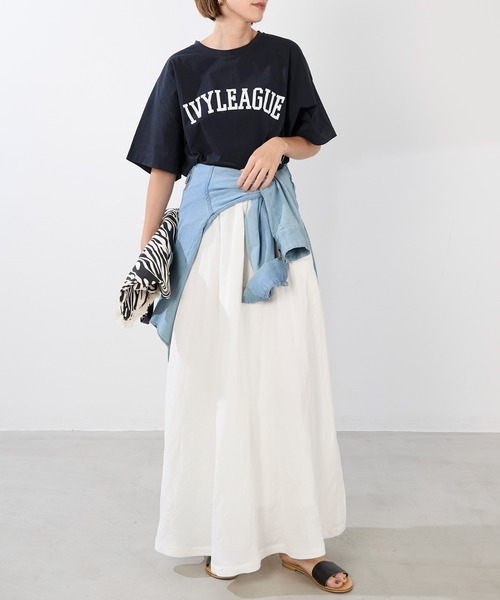 MICA&DEAL（マイカ＆ディール）の「ウエストゴムギャザーボリュームスカート（スカート・レディース・ブラック/オフホワイト/ブルー・FREE）」の4枚目の写真