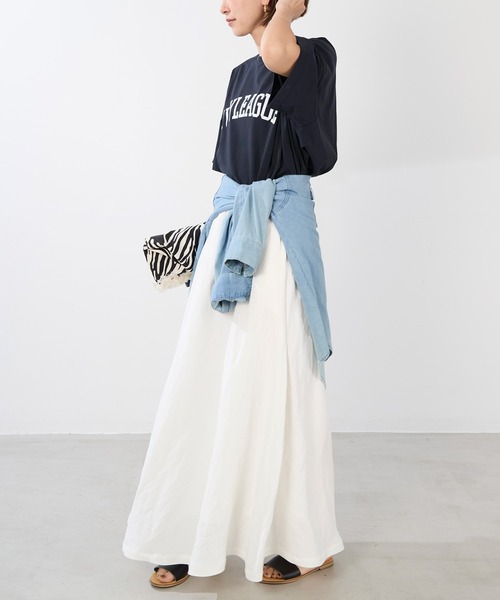 MICA&DEAL（マイカ＆ディール）の「ウエストゴムギャザーボリュームスカート（スカート・レディース・ブラック/オフホワイト/ブルー・FREE）」の10枚目の写真