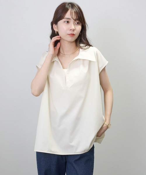 Aletta vita(アレッタビータ)の「T/Cスキッパーフレンチブラウス(シャツ/ブラウス・レディース・アイボリー/ネイビー・M)」の15枚目の写真