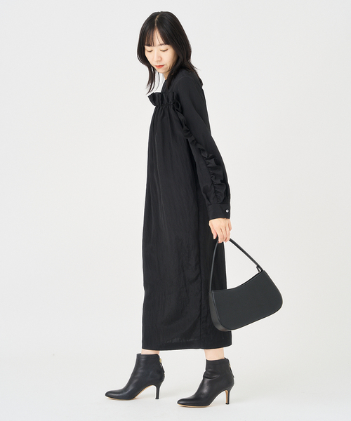 HARDY NOIR（アルディーノアール）の「Ry/Nyワッシャーフリルワンピース（ワンピース・レディース・ブラック・FREE）」の3枚目の写真