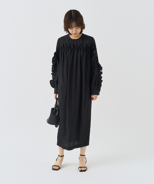 HARDY NOIR（アルディーノアール）の「Ry/Nyワッシャーフリルワンピース（ワンピース・レディース・ブラック・FREE）」の8枚目の写真