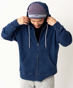 11oz インディゴスウェットZIPパーカー