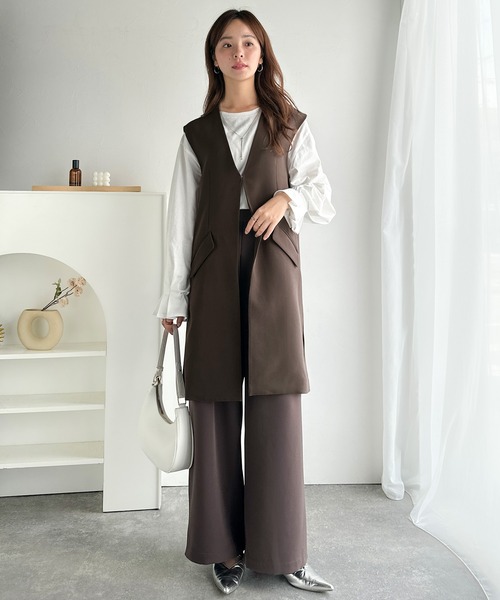 classicalelf（クラシカルエルフ）の「足し算でファッションを楽しむ♪大人のレイヤードアイテム。フラップポケット付きロングジレ（セットアップ可能）（ベスト・レディース・ブラウン/ブラック/アイボリー・LARGE/MEDIUM/SMALL/X-LARGE）」の18枚目の写真