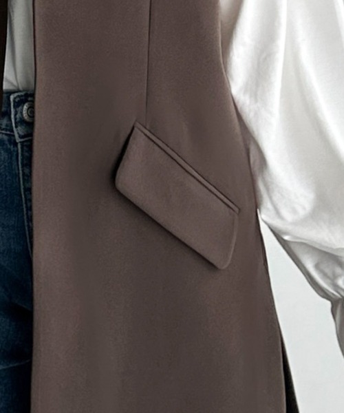 classicalelf（クラシカルエルフ）の「足し算でファッションを楽しむ♪大人のレイヤードアイテム。フラップポケット付きロングジレ（セットアップ可能）（ベスト・レディース・ブラウン/ブラック/アイボリー・LARGE/MEDIUM/SMALL/X-LARGE）」の20枚目の写真