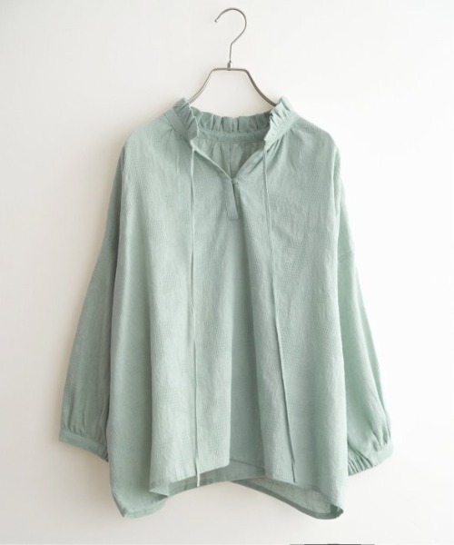 LBC(エルビーシー)の「ジャカード襟フリル2WAYブラウス(シャツ/ブラウス・レディース・ホワイト/ブラック/ネイビー/ミント・M)」の10枚目の写真