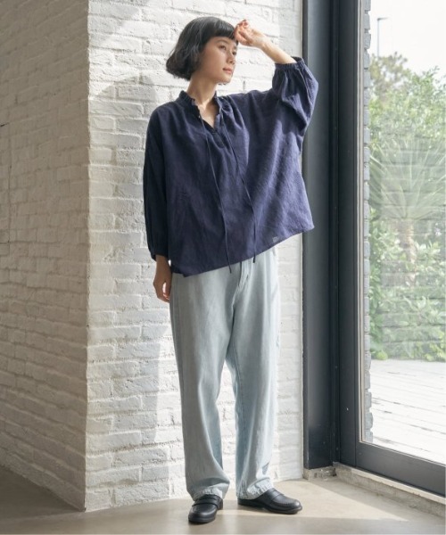 LBC(エルビーシー)の「ジャカード襟フリル2WAYブラウス(シャツ/ブラウス・レディース・ホワイト/ブラック/ネイビー/ミント・M)」の5枚目の写真