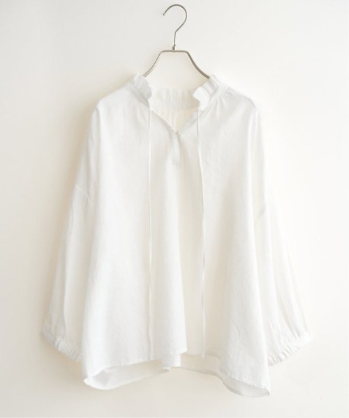 LBC(エルビーシー)の「ジャカード襟フリル2WAYブラウス(シャツ/ブラウス・レディース・ホワイト/ブラック/ネイビー/ミント・M)」の12枚目の写真