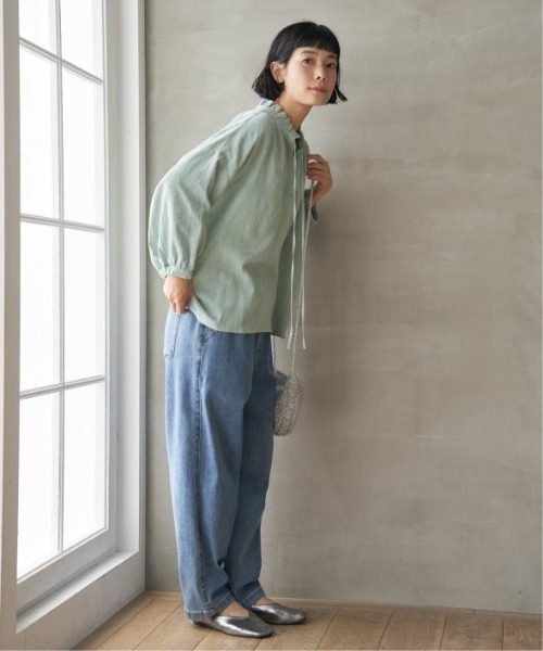 LBC(エルビーシー)の「ジャカード襟フリル2WAYブラウス(シャツ/ブラウス・レディース・ホワイト/ブラック/ネイビー/ミント・M)」の7枚目の写真