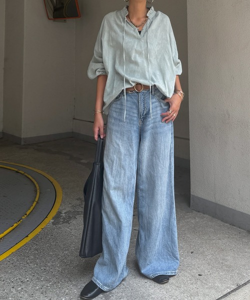 LBC(エルビーシー)の「ジャカード襟フリル2WAYブラウス(シャツ/ブラウス・レディース・ホワイト/ブラック/ネイビー/ミント・M)」の17枚目の写真